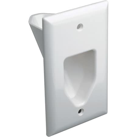 Datacomm Electronics Datacomm 45-0001-WH 1-Gang Recessed Low Voltage Cable Plate - White 45-0001-WH